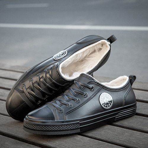 Couples Waterproof Rain Boots with Fleece Warmth, Lightweight Non-slip Fashion Japanese Low-top Water Shoes for Women and Youth