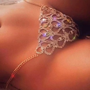 Cross-border accessories rhinestone claw chain body chain heart-shaped sexy bikini drill underwear body chain factory outlet
