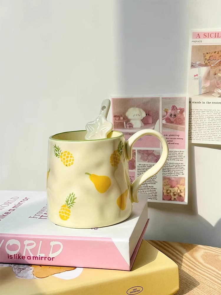 1 Piece, 1 Set Quantity Home, Daily Occasion Cute Fruit Bow Knot Ceramics Water Bottles 1 Piece 1 Set