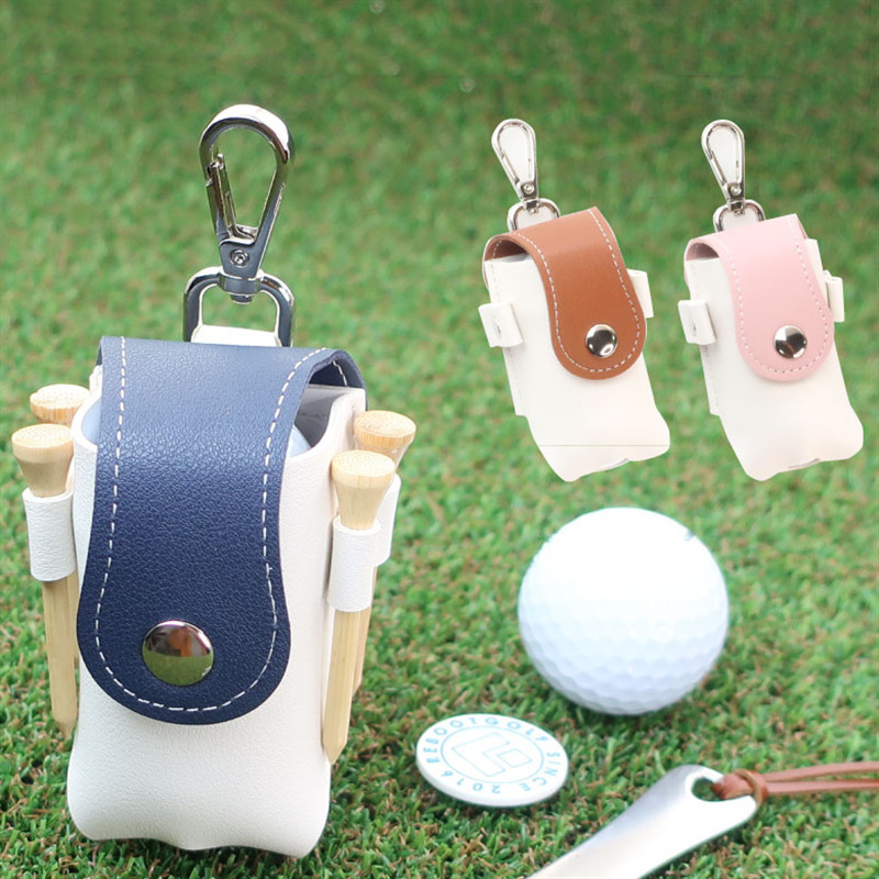 Japanese and Korean stitching golf bag Portable mini golf bag PU leather  ball box ball bag