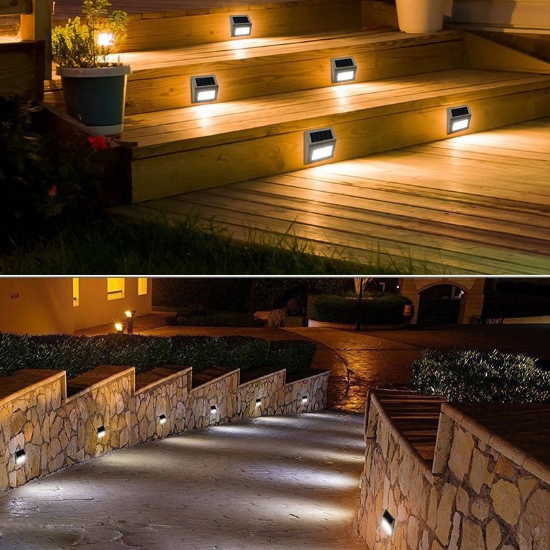 クロスボーダーソーラー階段ステップ LED ステンレス鋼屋外防雨壁ステップ庭の壁の装飾ナイトライト|undefined