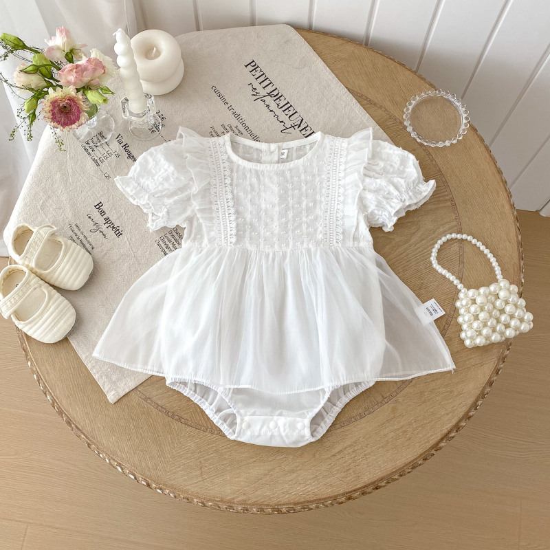 ベビー服、女の赤ちゃん、おしゃれなレースのベビー服、新生児百日プリンセスドレス、1歳ドレス、純綿タイプA|undefined