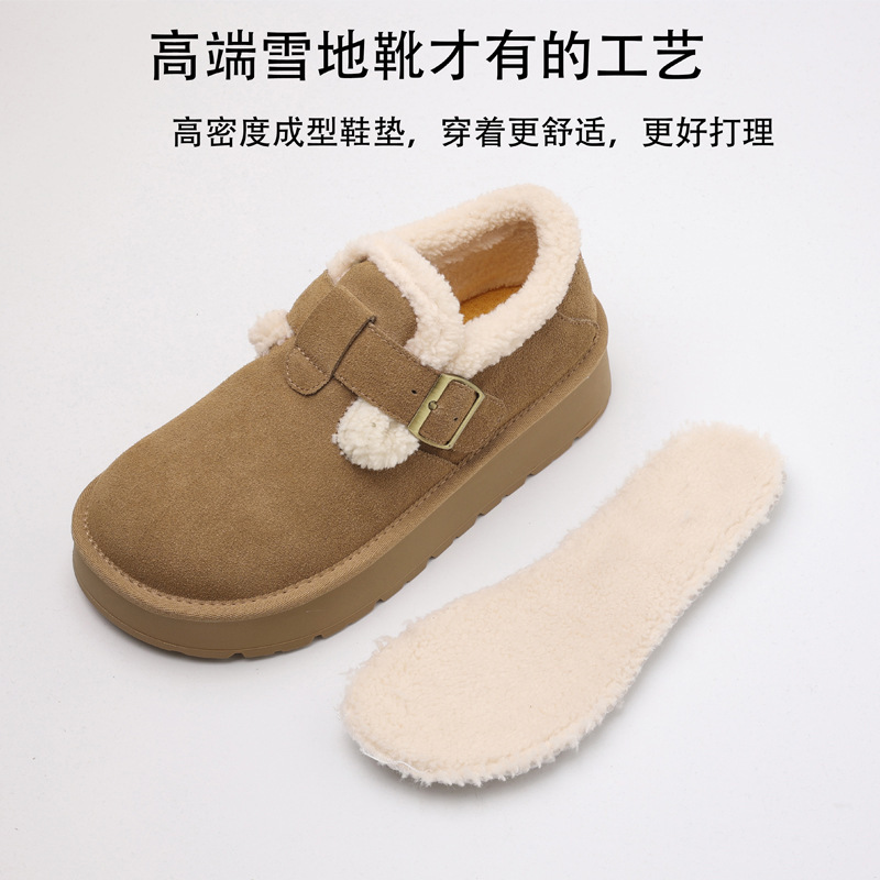 高端真皮偏头博肯雪地靴女2025新款两穿防滑轻便厚底保暖女棉靴|undefined
