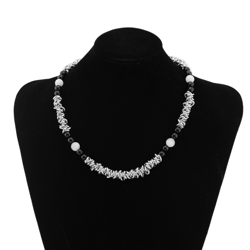 Collier noir épissé pour homme, chaîne de clavicule unisexe, accessoires de luxe légers, nouveauté 2022_voghion.com