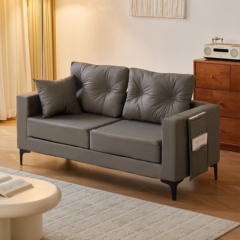Sofá pequeño apartamento de alquiler casa oficina tienda de ropa doméstica doble triple sofá de cuero negro sala de estar