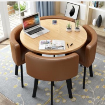 ビル販売部ビジネス接待交渉テーブルと椅子の組み合わせミルクティー店オフィスカジュアルな小さな円卓の食卓北欧