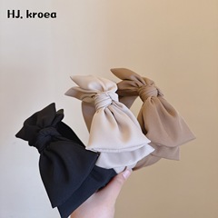 韓國誇張大蝴蝶結髮箍復古氣質淑女寬版發箍純色名媛壓發髮飾頭飾