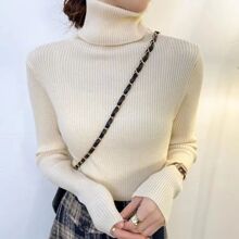 新款高领毛衣女新款秋冬套头长袖百搭修身显瘦打底衫女针织衫上衣