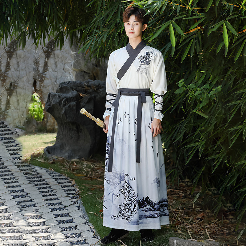 Traditional Daily Hanfu Men's Chinese Style Chivalrous Guys Ancient Dress plus size Performance suit Ethnic Style Students' Daily Class Clothes