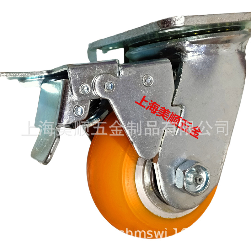 供应美顺4系列新款高弹力4寸重型铝芯包聚胺脂物流机械设备PU脚轮