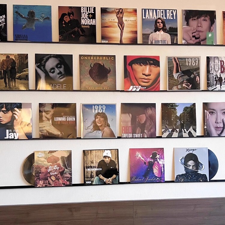 Memories of the Music of the 90S from My Student Days, Vinyl Records, Modern Minimalist Retro Covers, Wall Decorations, Background