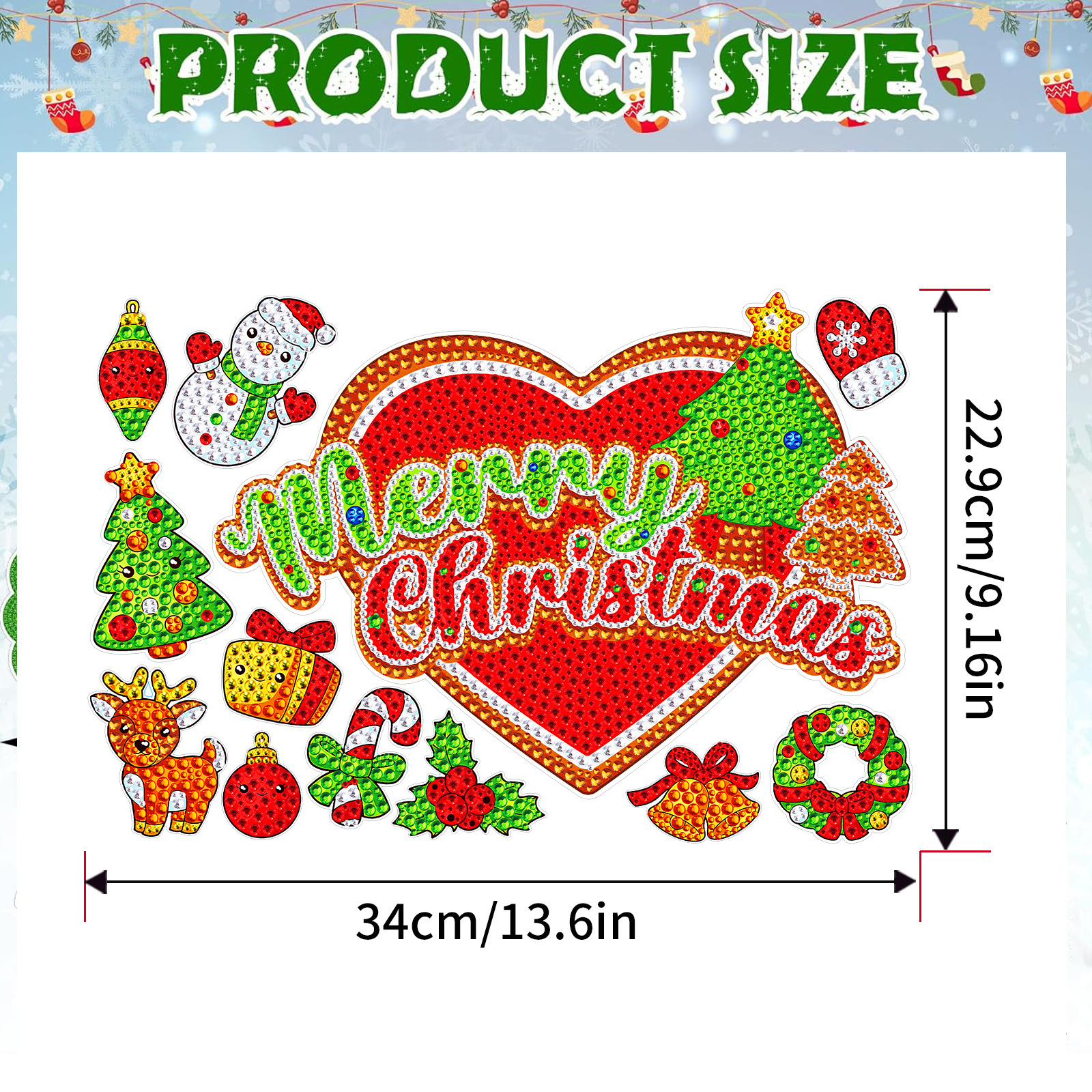 Navidad pintura de diamantes pegatinas al azar niños bricolaje dibujos animados hechos a mano pegatinas de pared de Santa Claus pegatinas de regalo de diamantes