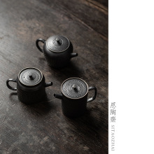 思陶斋复古功夫茶具茶壶银黑跳刀泡茶壶家用伴手礼单壶陶瓷壶批发