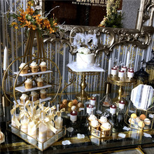 金色甜品台摆件展示架生日订婚蛋糕托盘下午茶歇点心架子冷餐摆台
