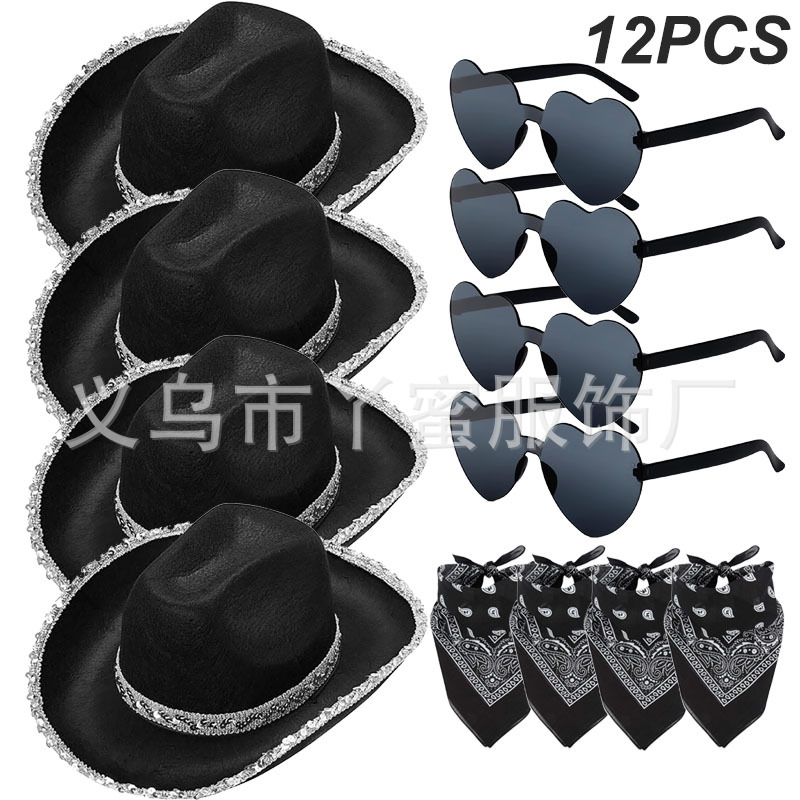 Juego de 12 piezas con borde negro y plateado
