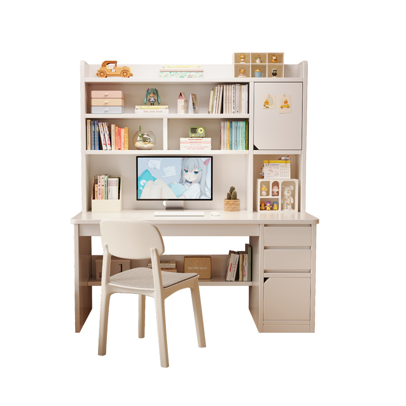 Escritorio y estantería integrados, mesa con librero, combinación para dormitorio, mesa de estudio para estudiantes, escritorio para escribir, escritorio para computadora de hogar.