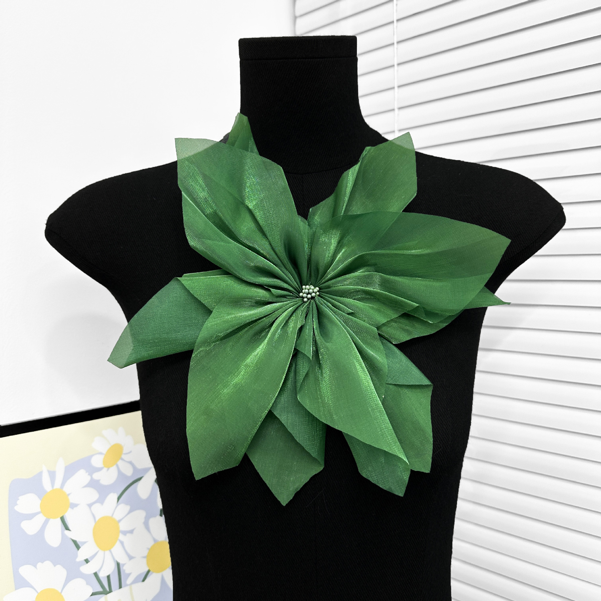 Flor de Organdí Decorativa de Poliéster para Vestidos y Ropa image 11