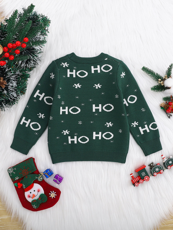 子供用クリスマスラウンドネックニットセーター、サンタクロース、春、秋、冬のクリスマススタイルの子供服に適しています。|undefined