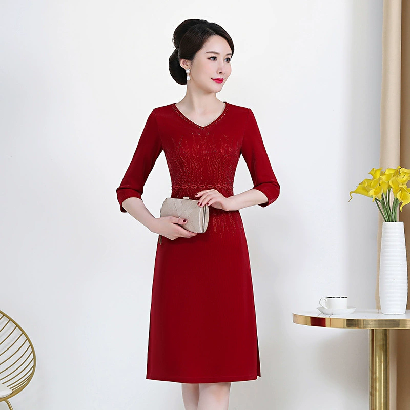 Летняя сплошная корейская версия среднего и длинного бренда с длинными рукавами весенняя и осенняя мода на дно платья темпераментная женская одежда