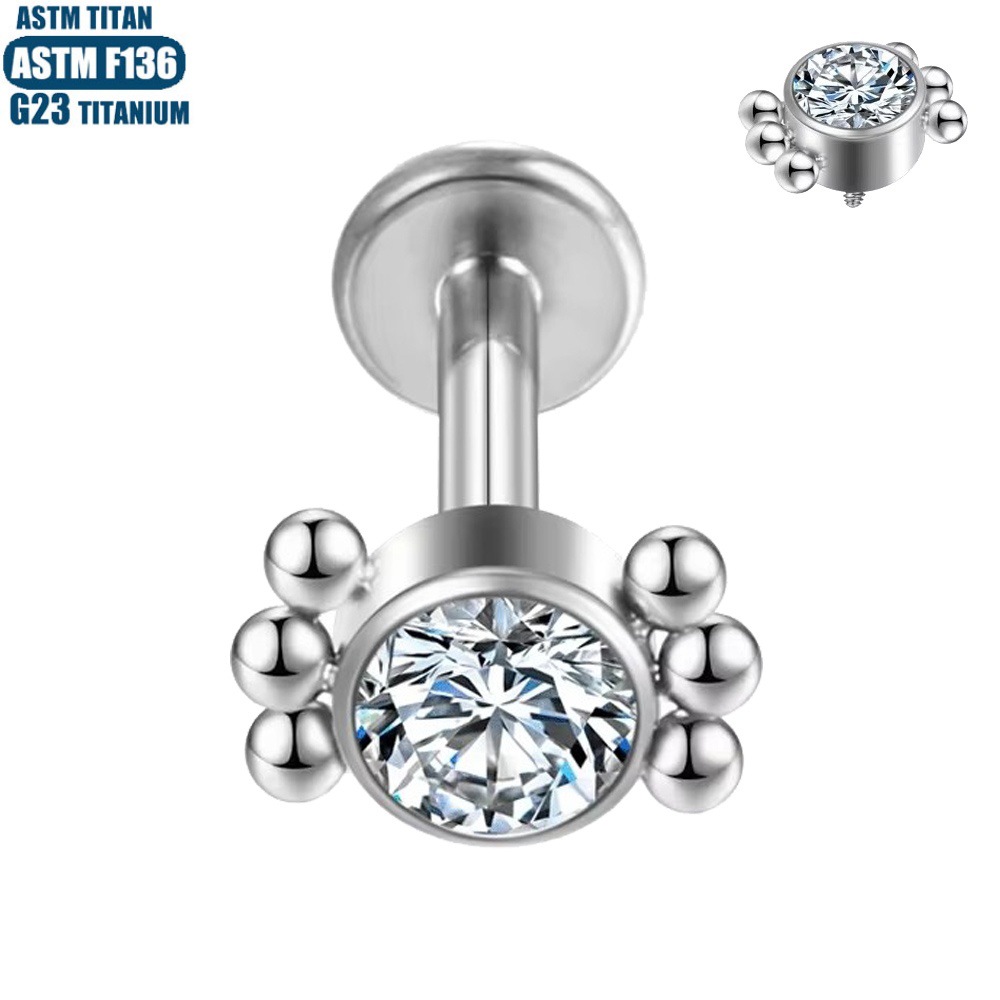 Labret stud lip piercing jewelry styling detail
