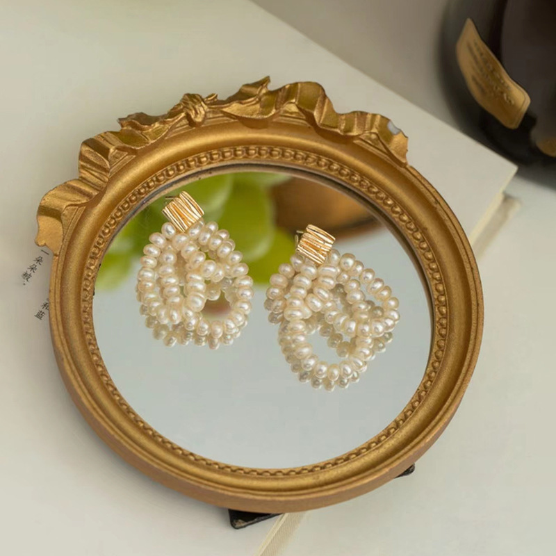 感天然淡水流苏珍珠耳环女S925法式复古巴洛克