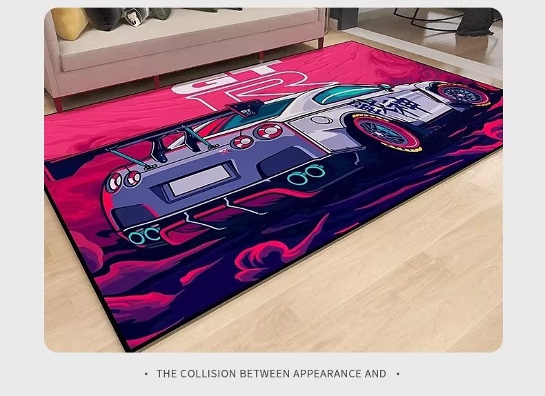 Cross-Border Racing-Themed E-Sports Room Living Room Carpet, Bedroom Decorative Carpet, Non-Slip and Stain-Resistant Full-Cover Fashion Floor Mat