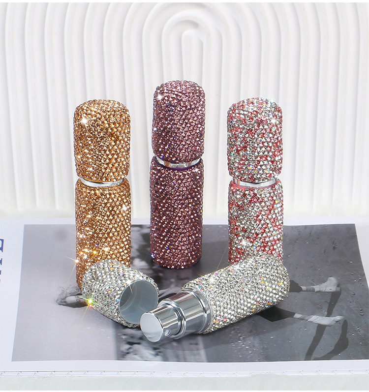70g Weight Subpackage Bottle Makeup Tools Types 1 Piece Quantity Glass, Clay Diamond Material Solid Color Pattern Glam Style 10ml Diamond-Embedded Perfume Sub-Bottles Vacuum Press Makeup Travel Mini Spray Bottle 5