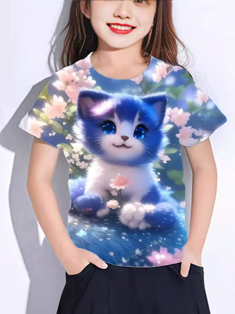 2024 новый стиль внешняя торговля кросс-бордер детская одежда милый Kawaii садовый кот принт девочки без рукавов топы