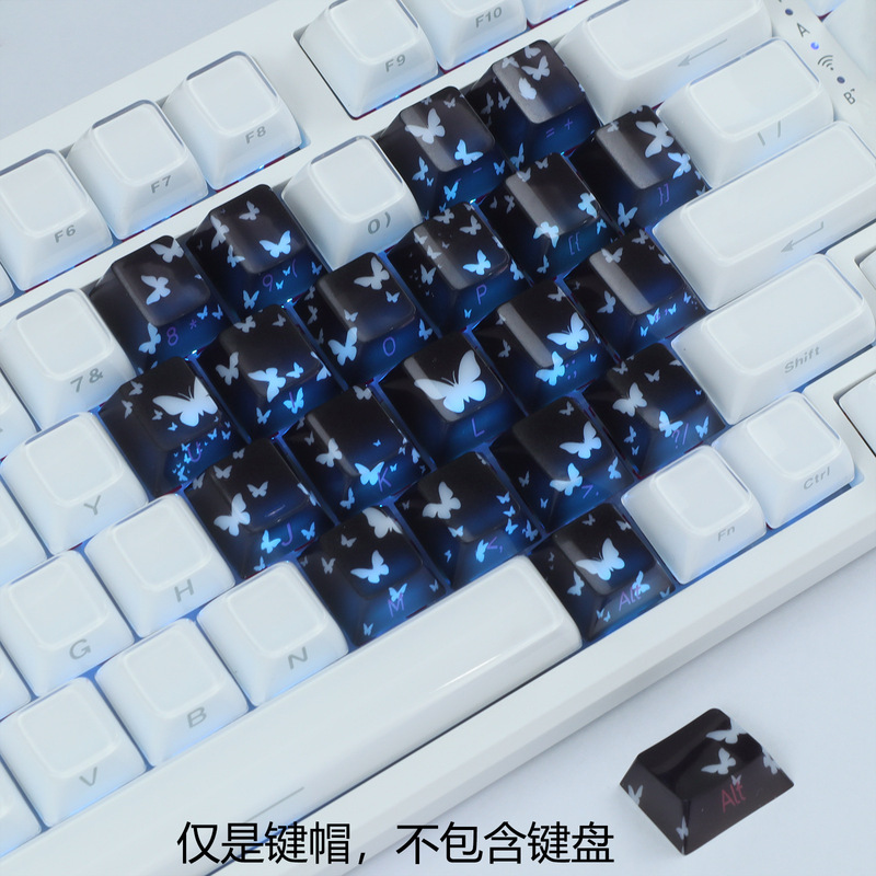 Xvx Butterfly Transparent Heart Side Engraved Keycap Supplement Pink Marble Wooting Magnetic Axis Mechanical Keyboard Keycap