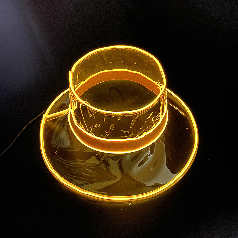 LED luminoso transparente sombrero de pescador Vacaciones de playa impermeable sombrero de playa moda inconformista espectáculo de escenario sombrero de rendimiento