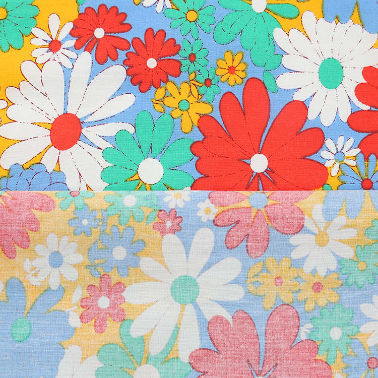 Hot sale 40s flores de crisantemo impresión tela de seda de algodón plano