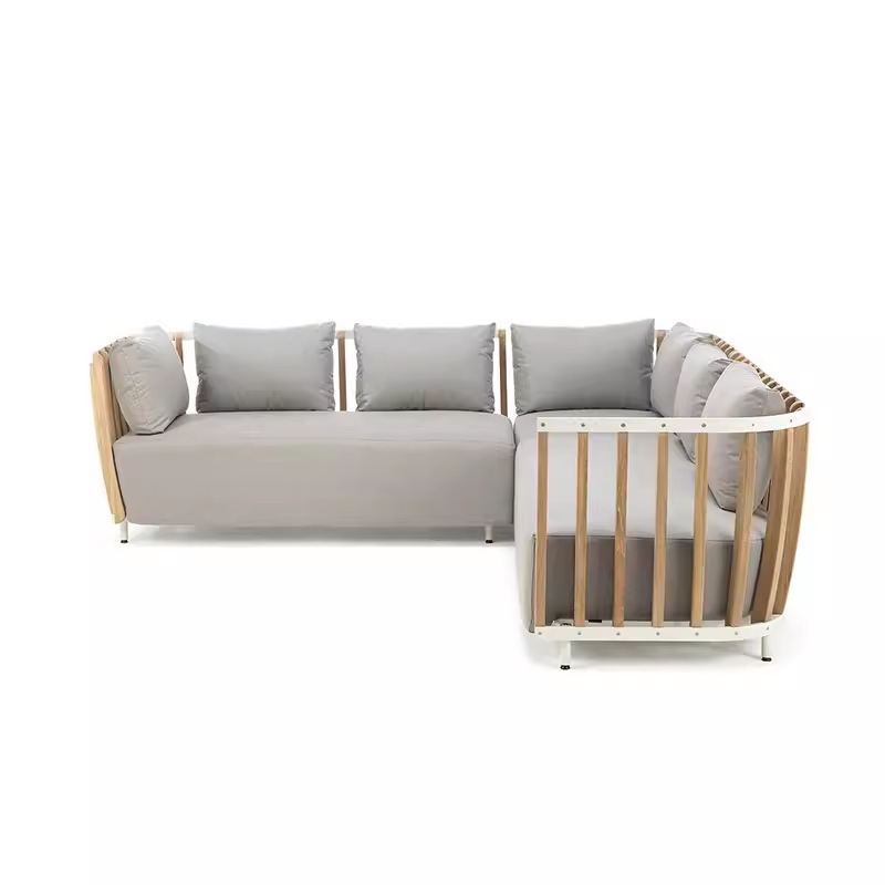 Sofá nórdico al aire libre de teca patio villa transfronteriza muebles al aire libre hotel jardín balcón combinación de sofá de madera maciza