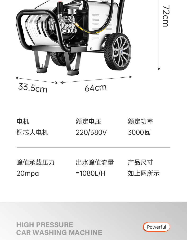Zhexing High-Pressure Car Washing Machine, Commercial 380V High-Power Cleaning Machine for Farms