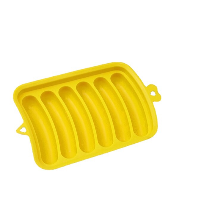 Fuente de fábrica de 6 piezas de silicona molde de salchicha con tapa herramientas de suplemento de alimentos para bebés al vapor molde de salchicha casera