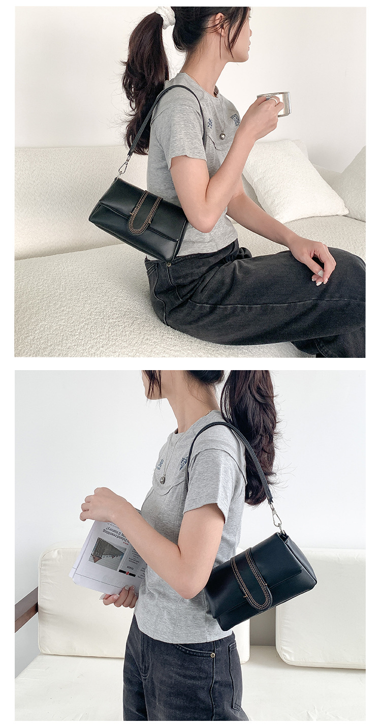 Nuova versione coreana del denim con effetto invecchiato di alta qualità, spalla singola da donna, design di nicchia, ascella in pelle PU_voghion.com