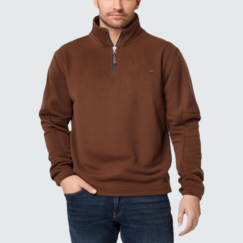 Мужская осенне-зимняя новинка: свитшот с воротником-стойкой, на молнии до середины груди, с длинными рукавами, повседневный, однотонный, флисовый топ для мужчин, трендовый, для трансграничной торговли