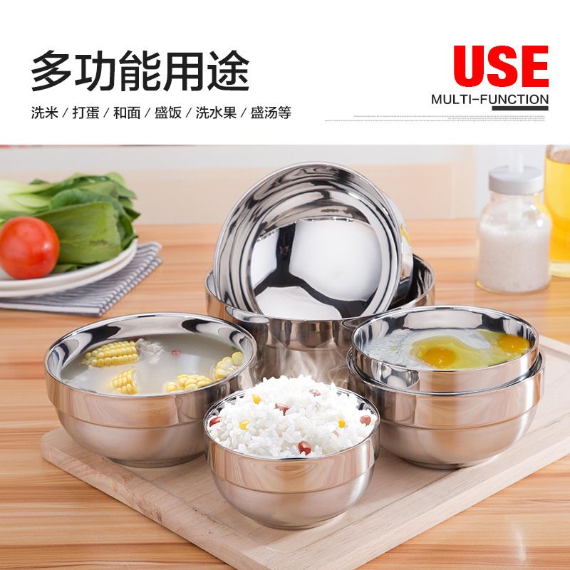 Tazón de Acero Inoxidable – Doble Pared, Acabado Pulido, Ideal para Sopa o Arroz, Mayorista