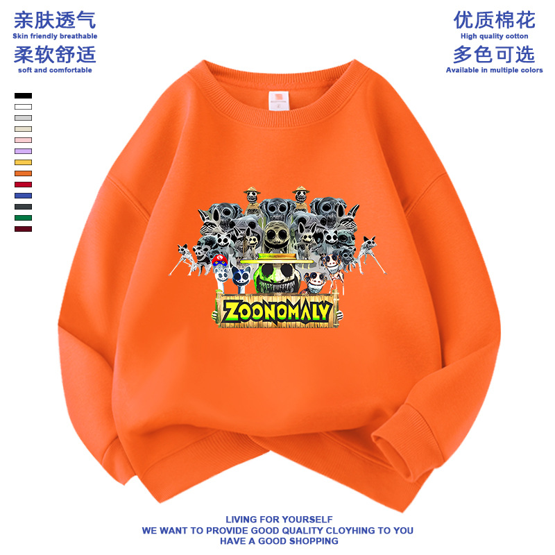 Zoonomaly Abnormal Zoo Horror Game Long-Sleeve Cartoon Hoodie for Boys and Girls, Korean Style Fashion Trend