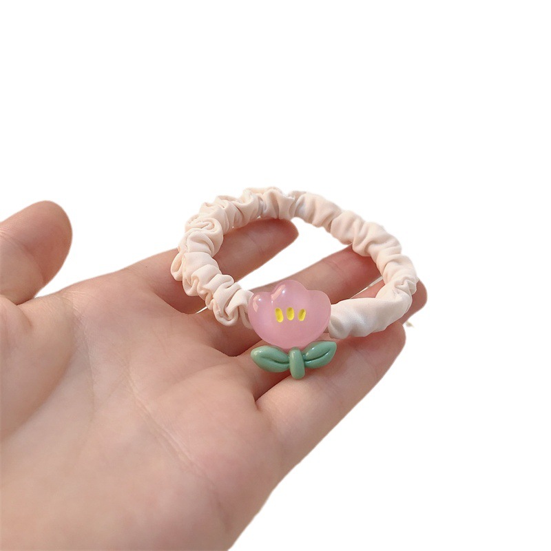 Dulces tulipanes conejo intestino delgado cuerda de cabeza de correa de goma de alta elasticidad cuerda de cabello de cola de caballo accesorios para el cabello