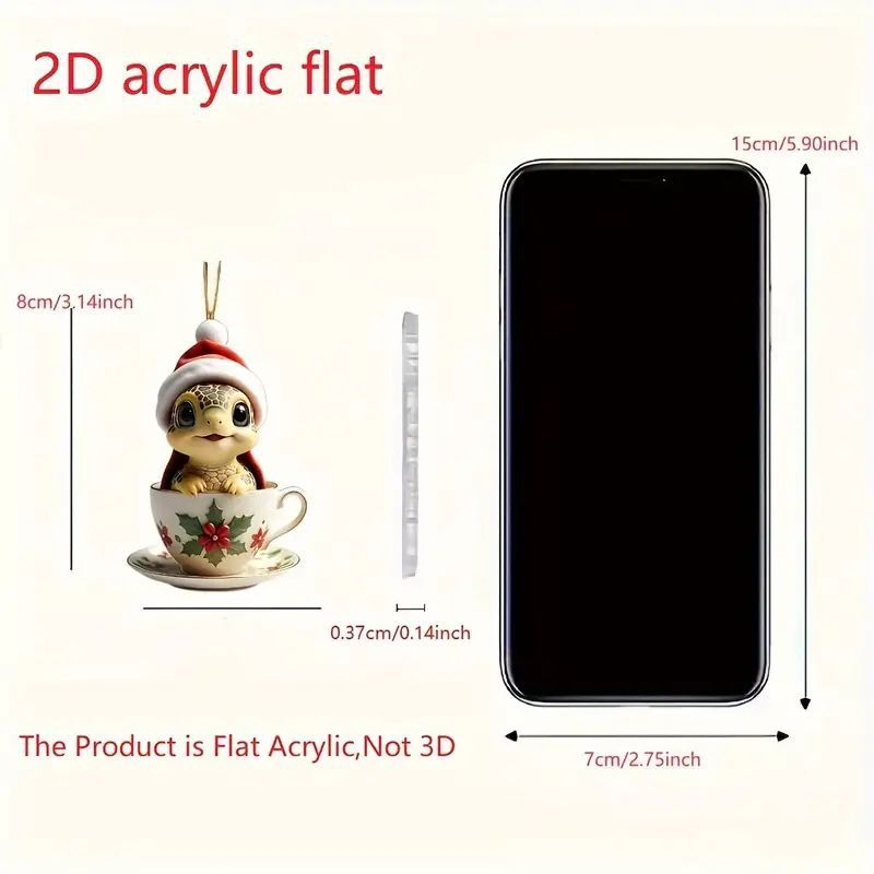 Amazon transfronterizo nuevo acrílico plano personalidad creativa adorable tortuga decoración árbol de Navidad decoración para el hogar image 5