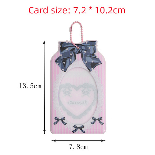 ins Korean style bow transparent pvc card holder star photo card protective cover student photo display pendant card bag