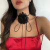 Retro accessory, choker, cloth, wire, hair band with tassels, necklace, European style, flowered, simple and elegant design