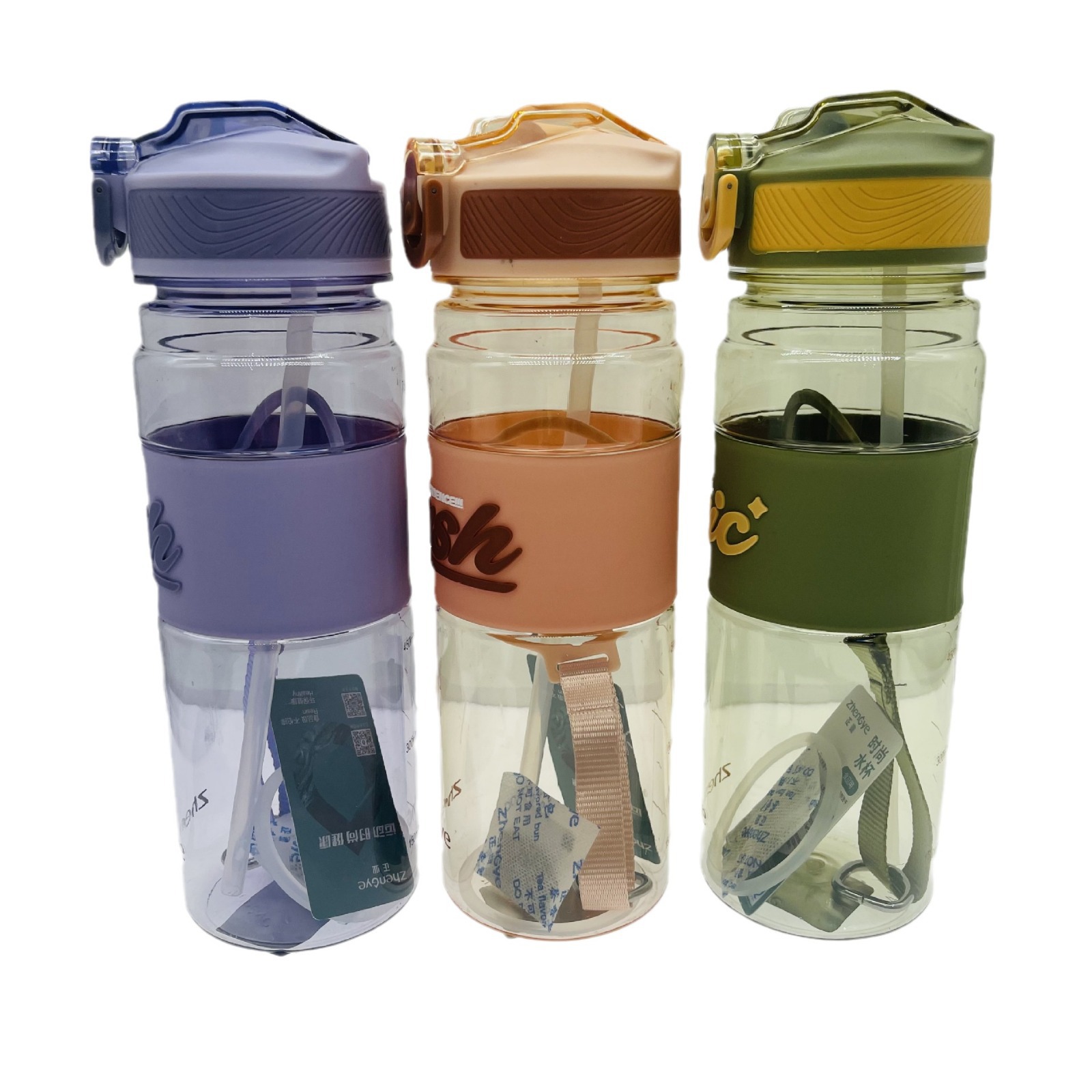 Zhengye 2305 taza de plástico portátil deportes pato silicona Internet celebridad paja al aire libre fitness estudiante agua