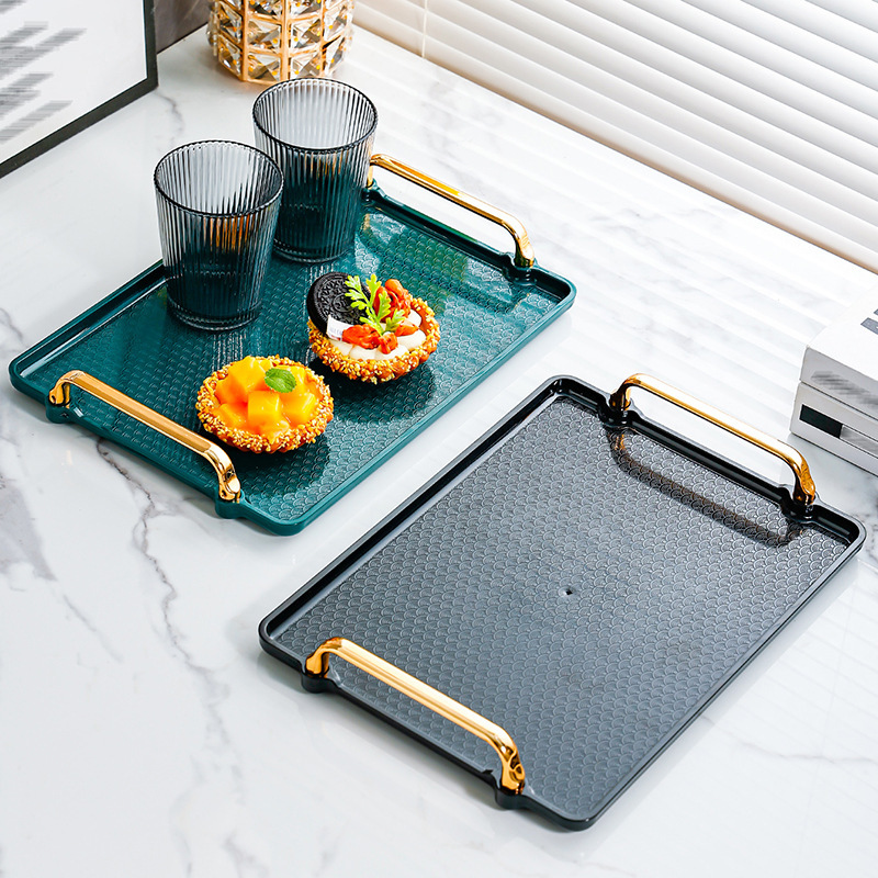 Light Luxury High-grade Round Tray Household Living Room Double-layer Fruit Plate snack Plate for Water Cup Tea Cup Plastic Storage Rack