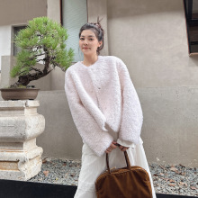 韩版廓形羊羔毛皮草外套女短款秋冬新款颗粒绒皮毛一体简约毛大衣