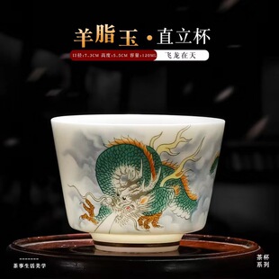 Dehua High-White Porcelain Tea Cup, Personal Cup, Tea Room Tasting Cup, Master Cup, Jadeite Household Cup with Gold Decoration, Business Gift