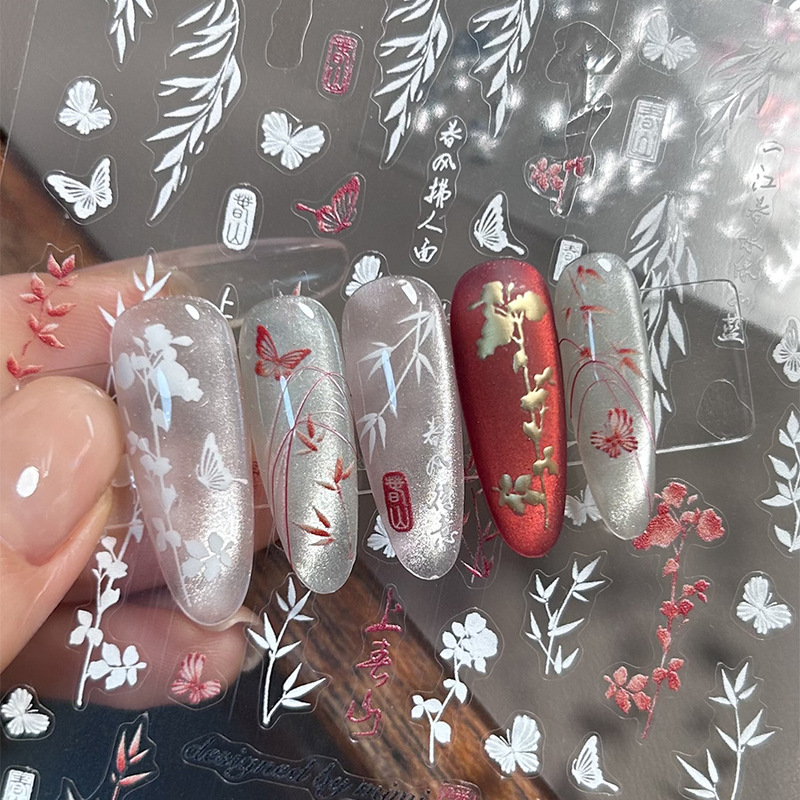 tomoni thin tough nail stickers popular vintage nail stickers factory wholesale national style ink painting on Spring Mountain 3810