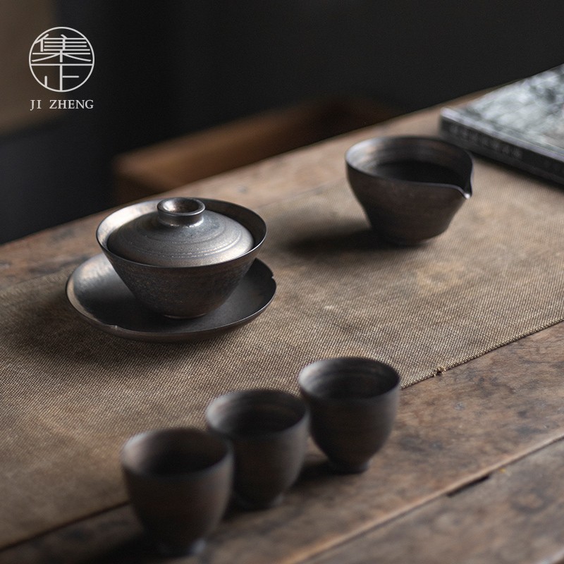 Handmade Thin-bodied Large Three-capacity Bowl Teacup Anti-scalding Ceramic Single Teacup Teacup Kung Fu Tea Set Coarse Pottery Tea Ceremony