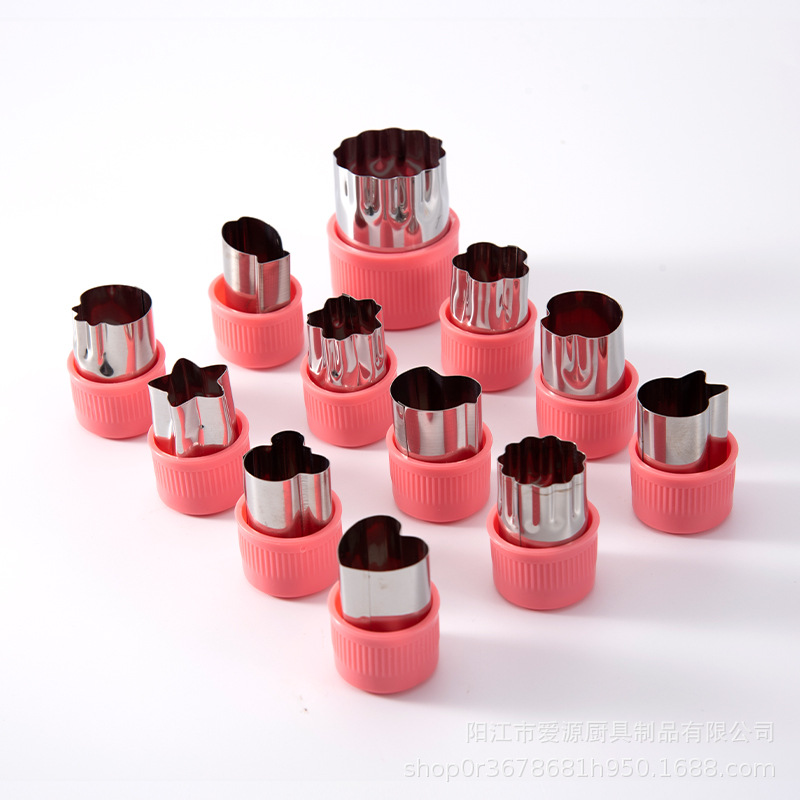 Molde de la galleta molde de impresión de acero inoxidable conjunto de 12 piezas molde de corte de frutas y verduras molde de superficie de mariposa