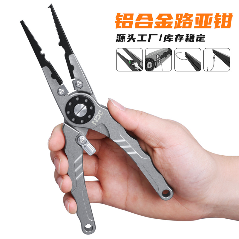 Ndc New Lightweight Aluminum Alloy Lure Pliers for Cutting Wire, Pressing Lead, Removing Hooks, Controlling Fish, Multifunctional and Convenient Lure Pliers